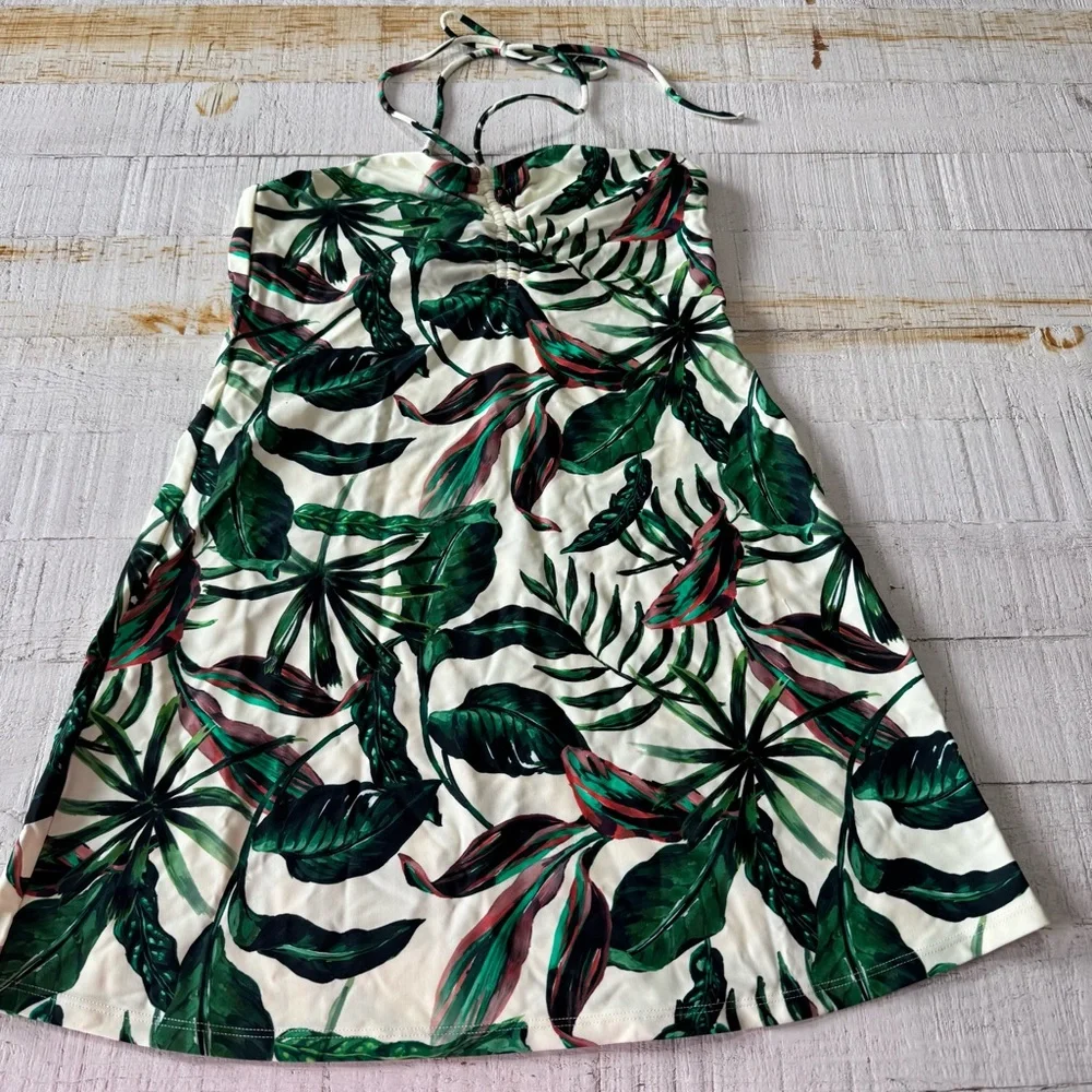 Andie Swim the Waikiki Dress NWT size‎ XS Ivory Palm Print Swim Beach Coverup